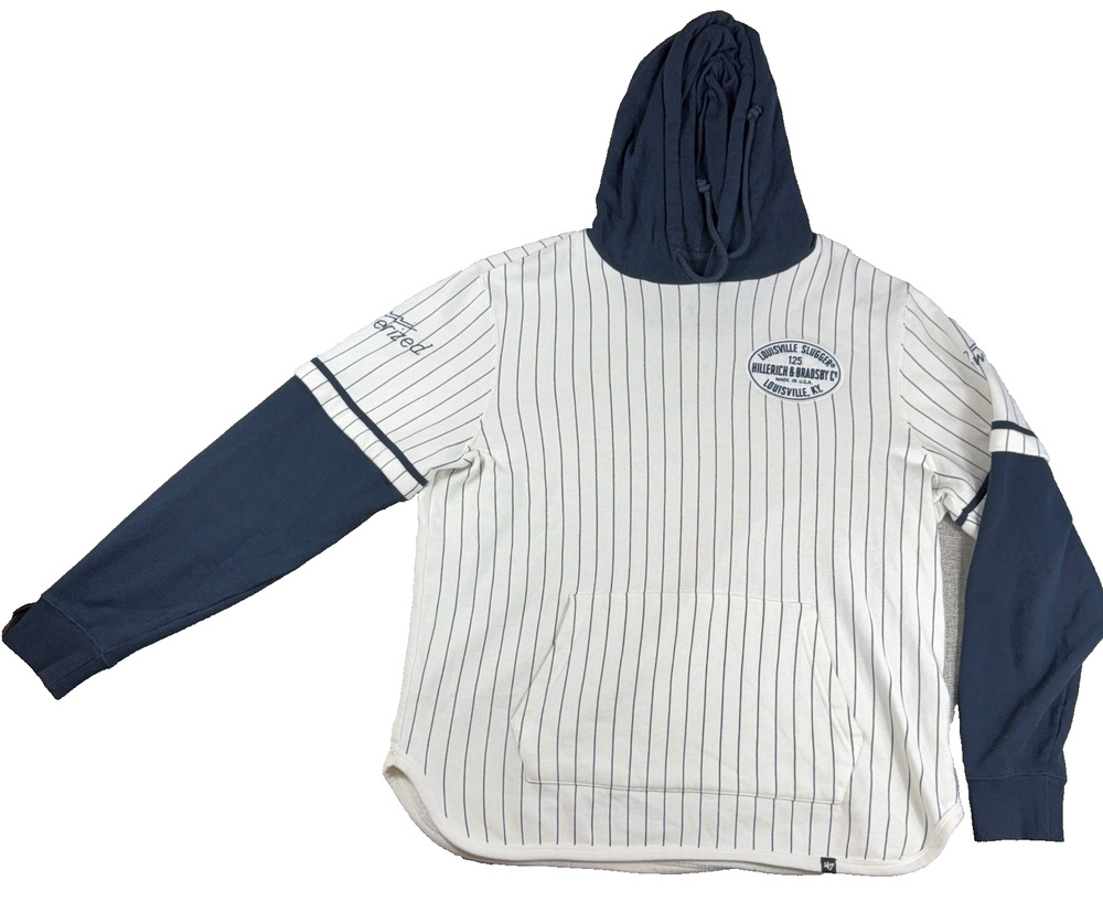 47 Louisville Slugger Hoodie Mens L Pinstripe Baseball Jersey 125 Powerized